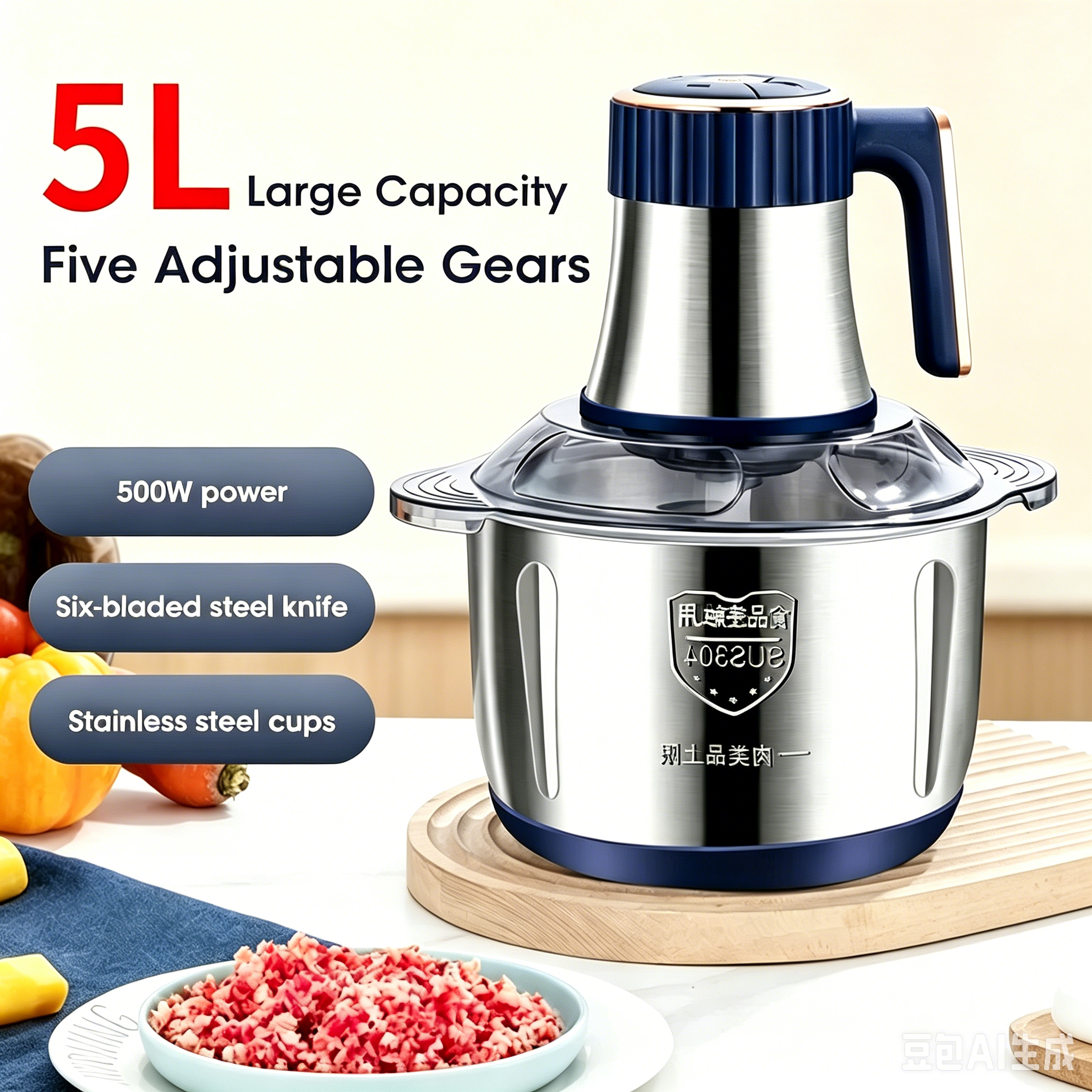 Baby Food Vegetables - 5L SUS304 Stainless Steel Bowl Electric