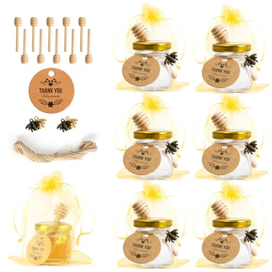 Baby Food Jars - 1.5oz 6Pack Mini Glass Hexagon Jars