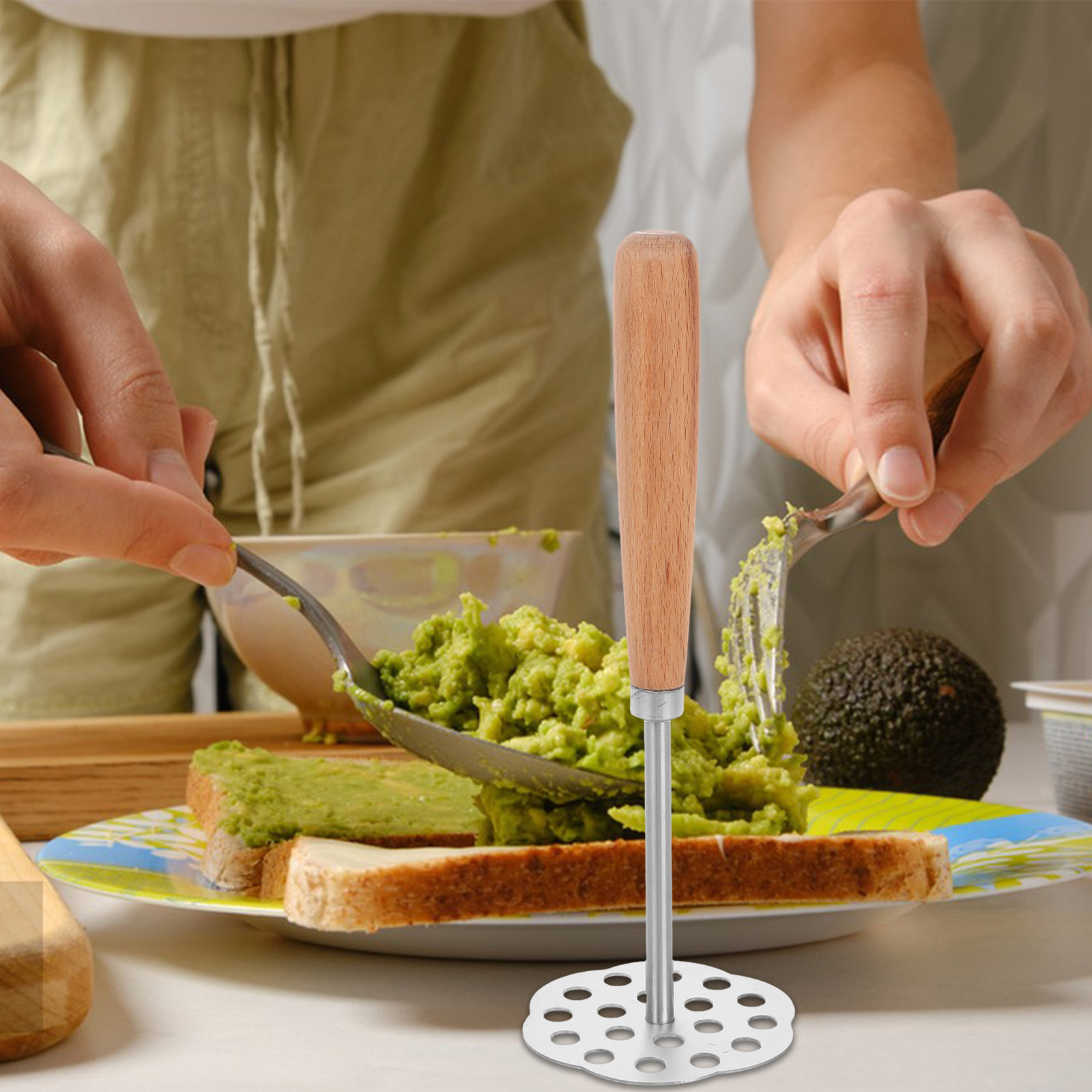 Baby Food With Avocado - Stainless Steel Manual Potato Masher for
