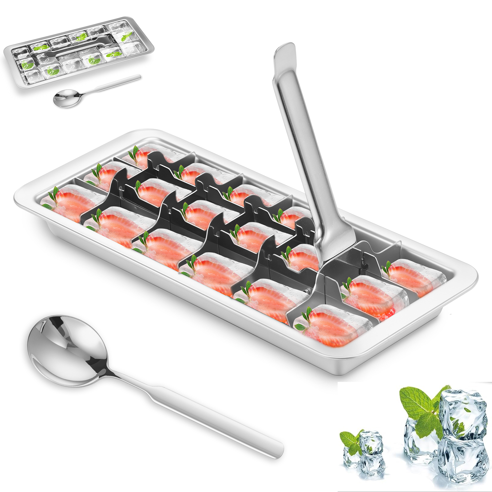Vintage Stainless Steel Ice Cu - Freezer Tray Baby 评论和价格