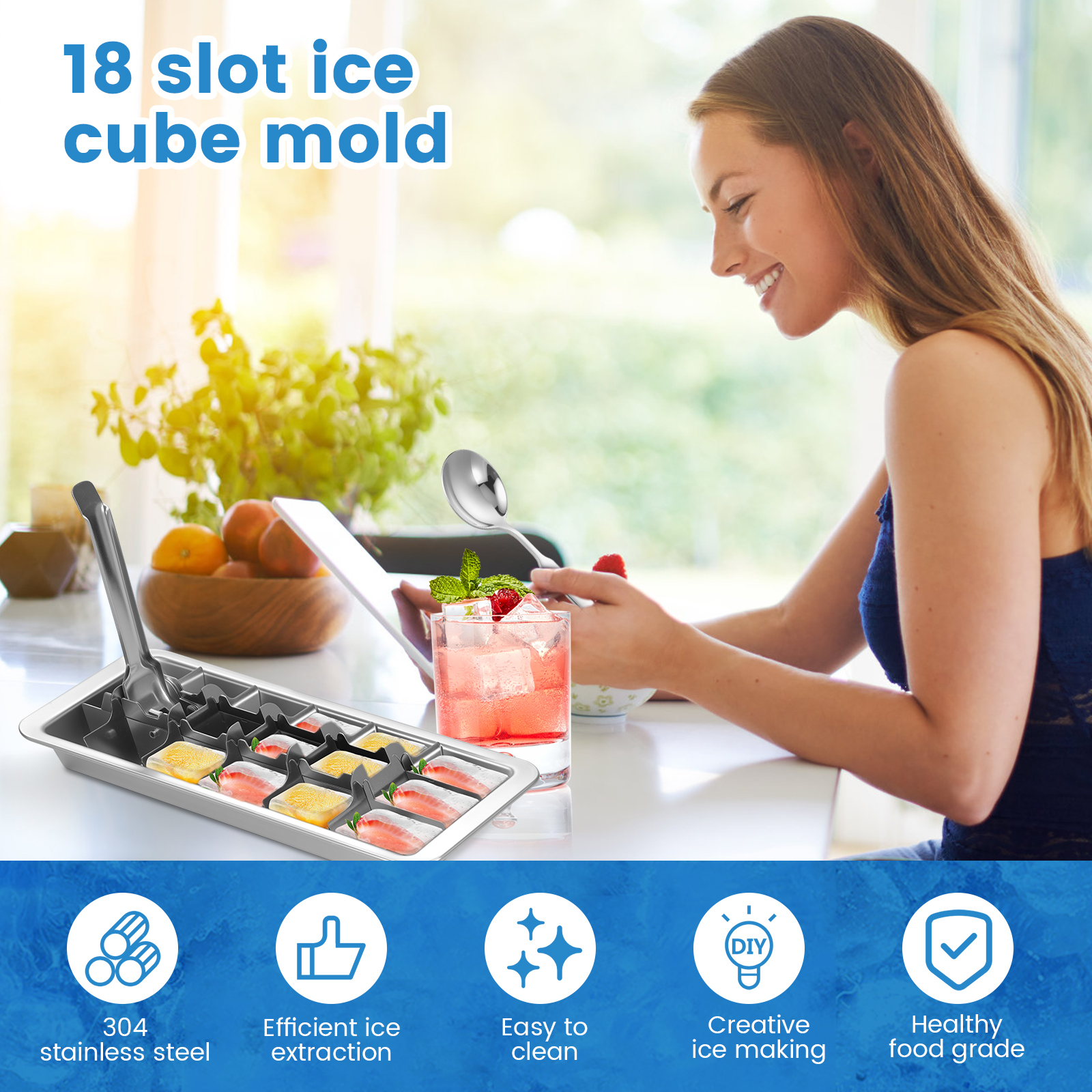 Vintage Stainless Steel Ice Cu - Freezer Tray Baby 评论和价格