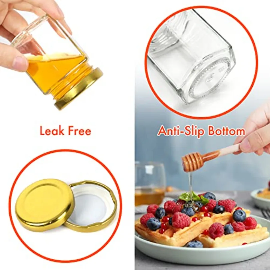 3oz Mini Honey Jars with Dippe - Baby Food Jars 评论和价格