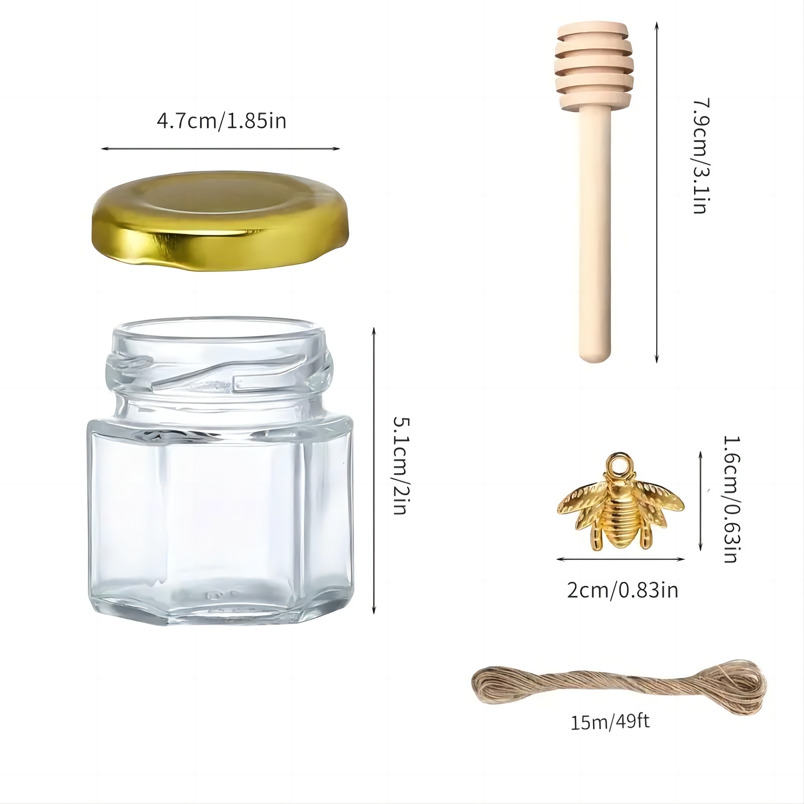 1.5 Oz Hexagon Mini Glass Hone - Baby Food Jars 评论和价格