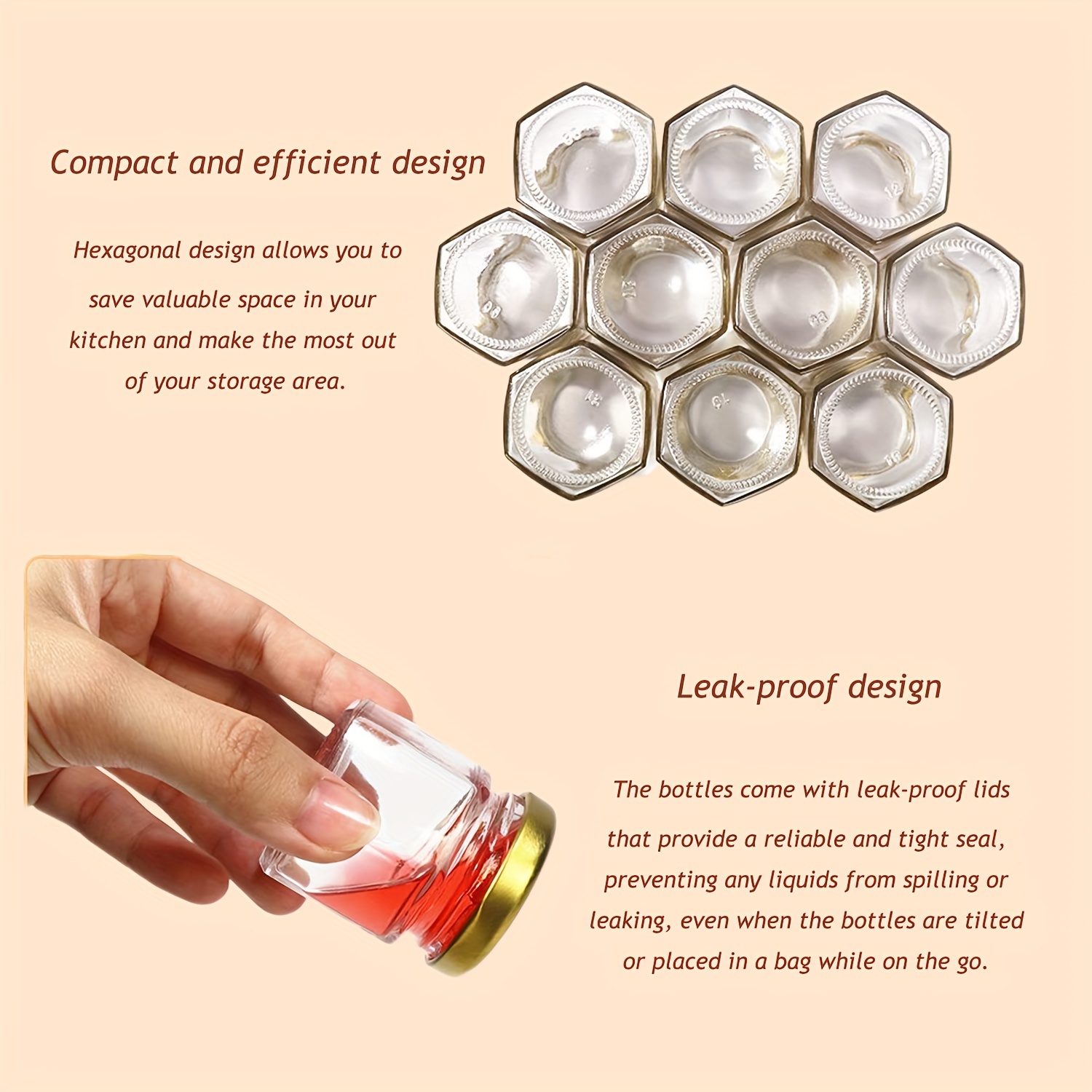 1.5 Oz Hexagon Mini Glass Hone - Baby Food Jars 评论和价格