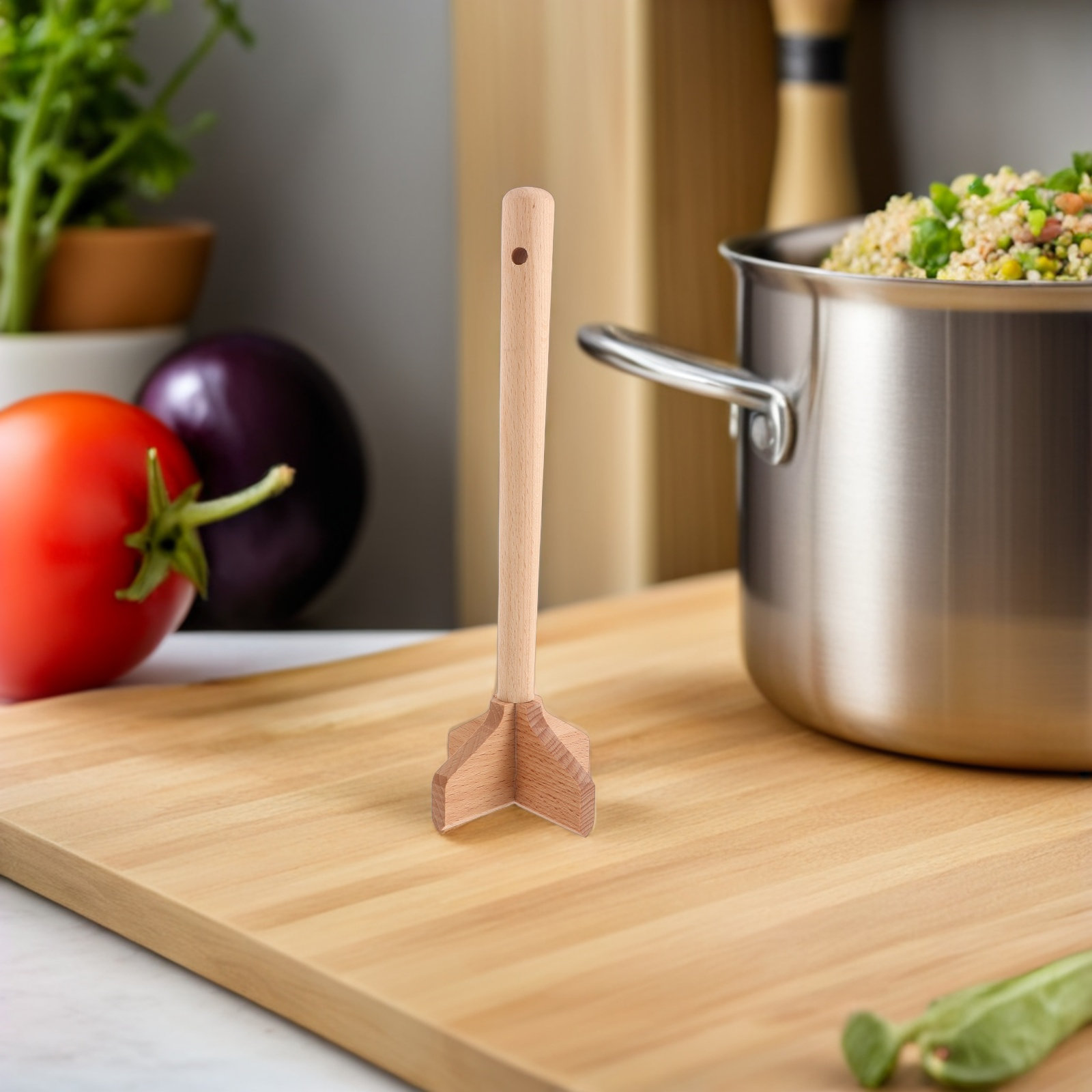 Wooden Potato Masher Beige Erg - Baby Food With Avocado 评论和价格
