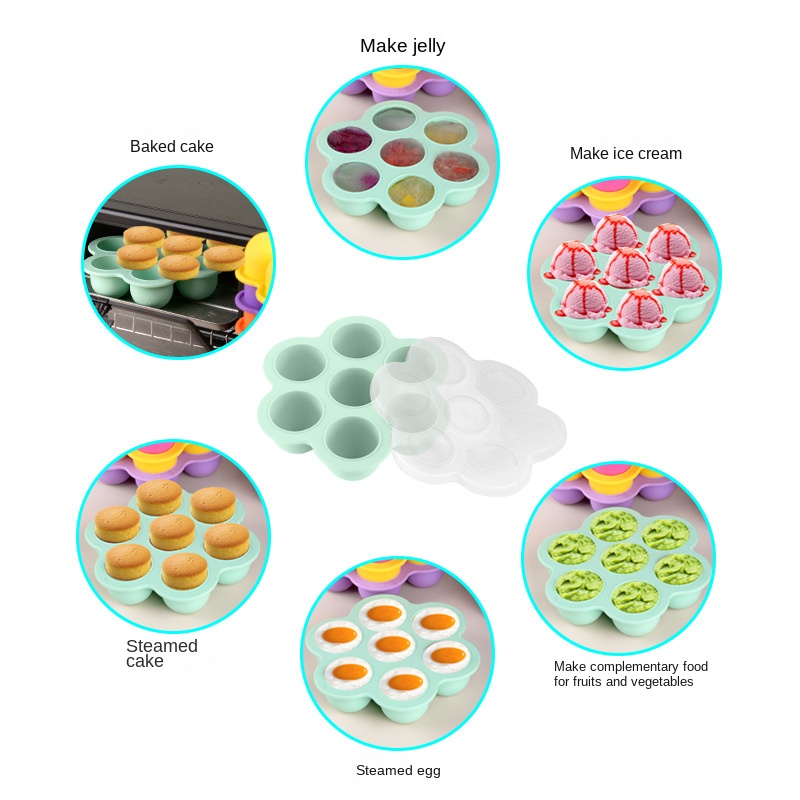7 Holes Reusable Silicone Baby - Freezer Tray Baby 评论和价格