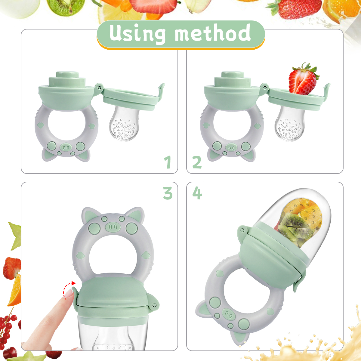 4pcs/set Silicone Fruit & Vege - Baby Food Vegetables 评论和价格